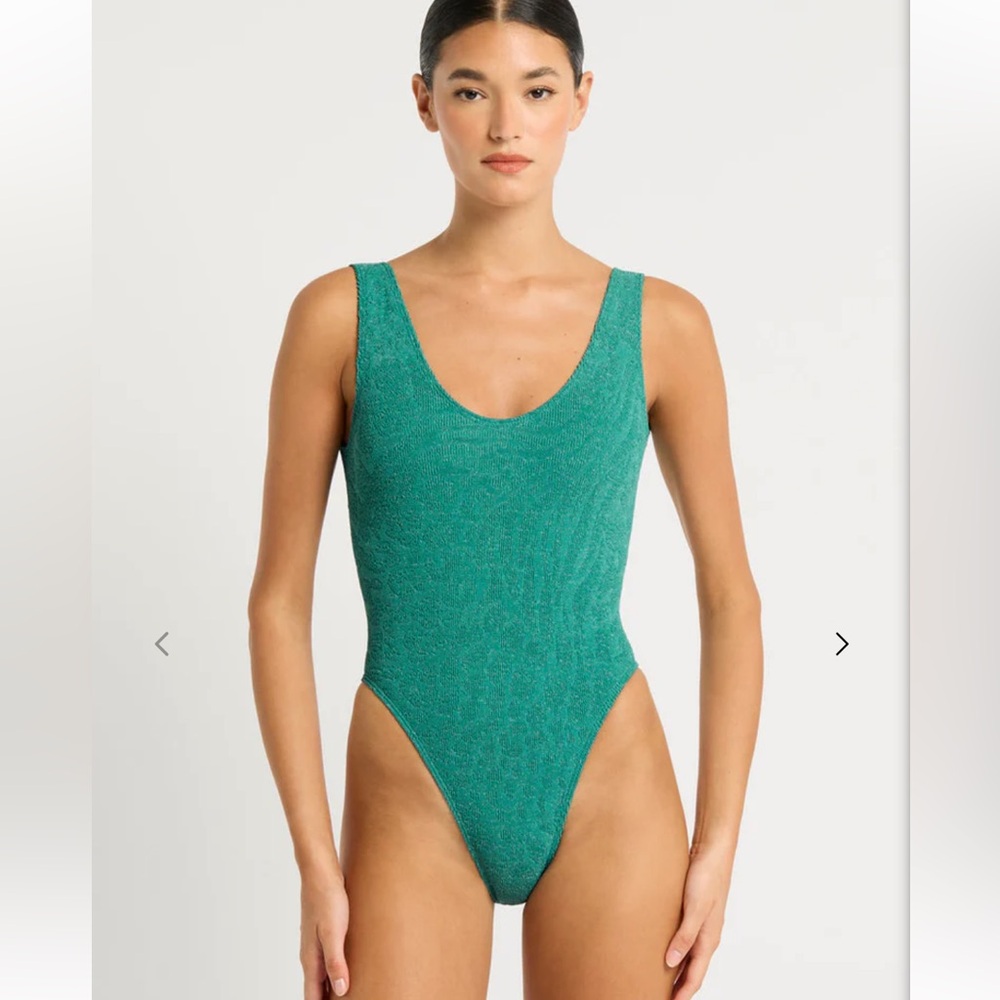 bond-eye Mara one piece in teal lurex